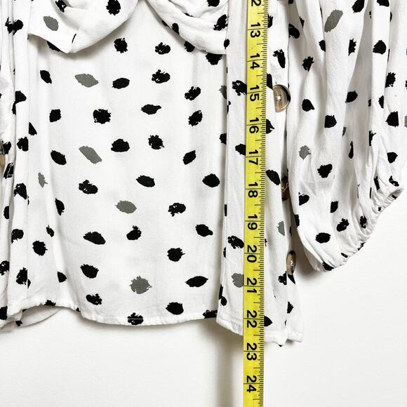 Anthropologie Ranna Gill Francois Blouse Black White Polka Dot Small Coquette - Picture 9 of 11